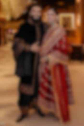 Red Jeni Silk & Organza Embroidered Kurta Set by Torani at Pernia's Pop Up Shop