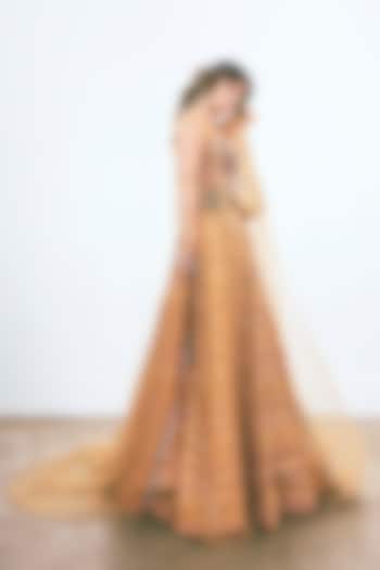 Pink Raw Silk & Net Ruffled Bridal Lehenga Set by Rocky Star at Pernia's Pop Up Shop
