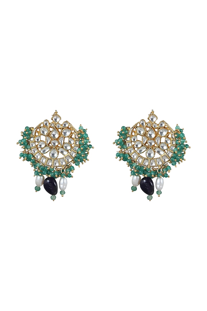 Gold Plated Sea Green Beaded Earrings by Riana Jewellery at Pernia's Pop Up Shop