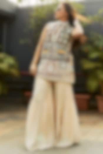 Ivory Natural Crepe Wedding Sharara Set by ASEEM KAPOOR at Pernia's Pop Up Shop