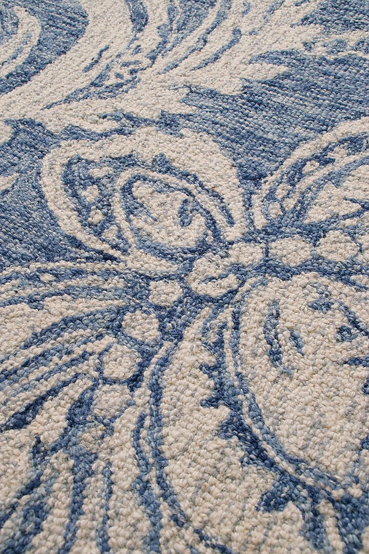 Cobalt Blue Hand-Tufted Rug With Monochromatic Floral Motifs by The blue knot at Pernia's Pop Up Shop