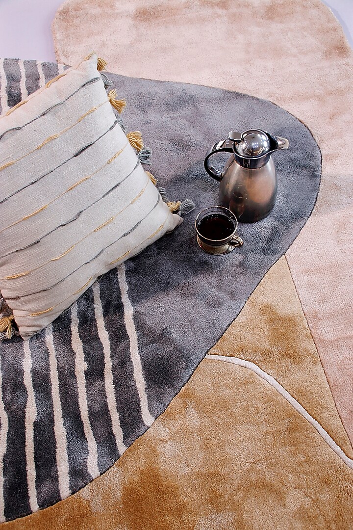 Beige Hand-Tufted In Viscose by The blue knot at Pernia's Pop Up Shop