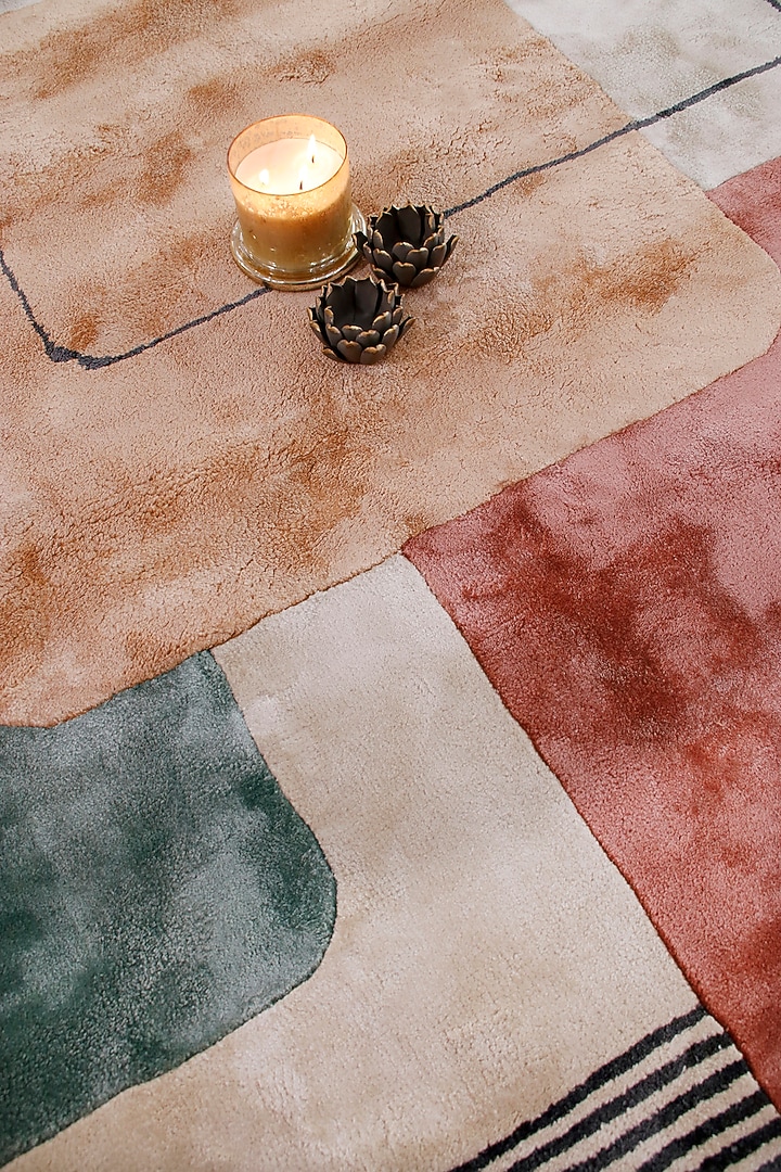 Ivory Hand-Tufted Rug With Multi-Colored Patterns by The blue knot at Pernia's Pop Up Shop