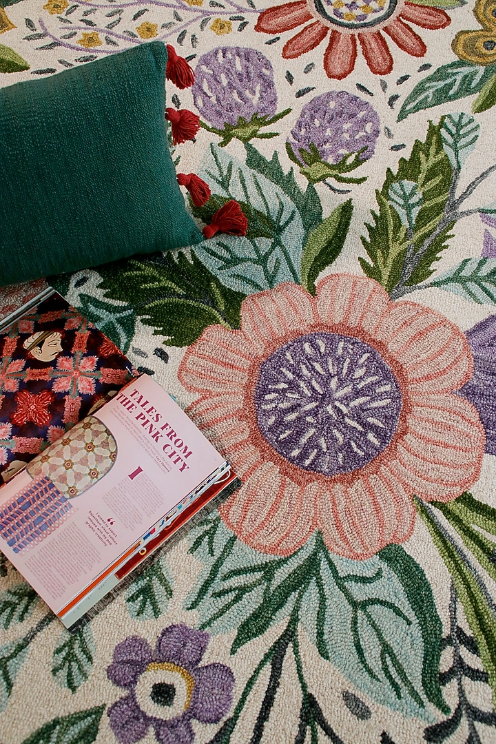 Ivory Hand-Tufted Rug In RWS Certified Wool by The blue knot at Pernia's Pop Up Shop