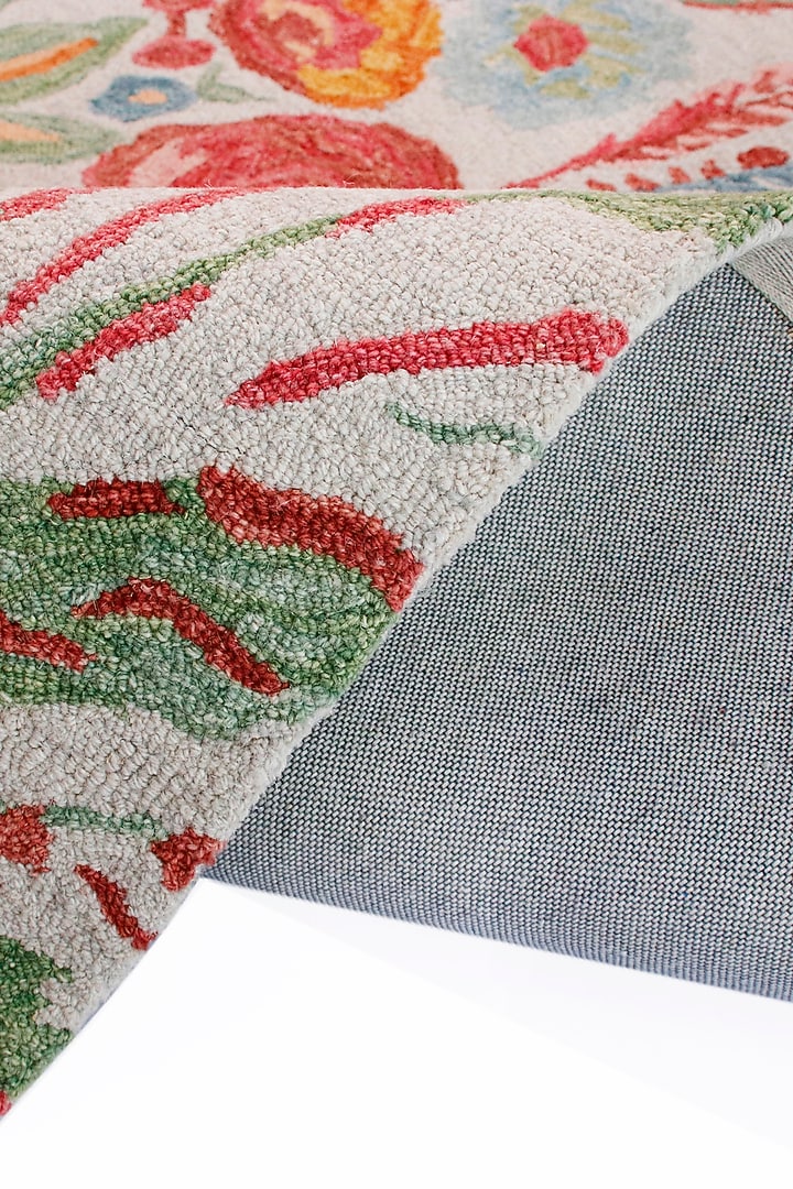 Ivory Hand-Tufted Rug In Multi-Colored Flowers by The blue knot at Pernia's Pop Up Shop