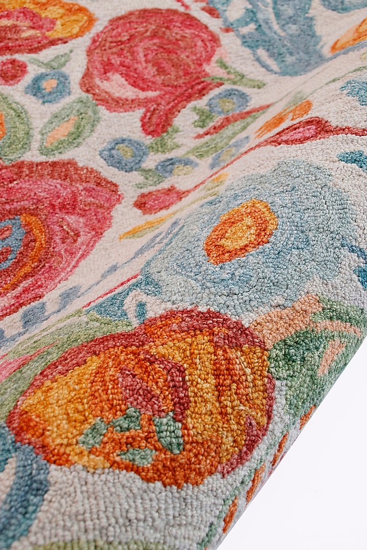 Ivory Hand-Tufted Rug In Multi-Colored Flowers by The blue knot at Pernia's Pop Up Shop