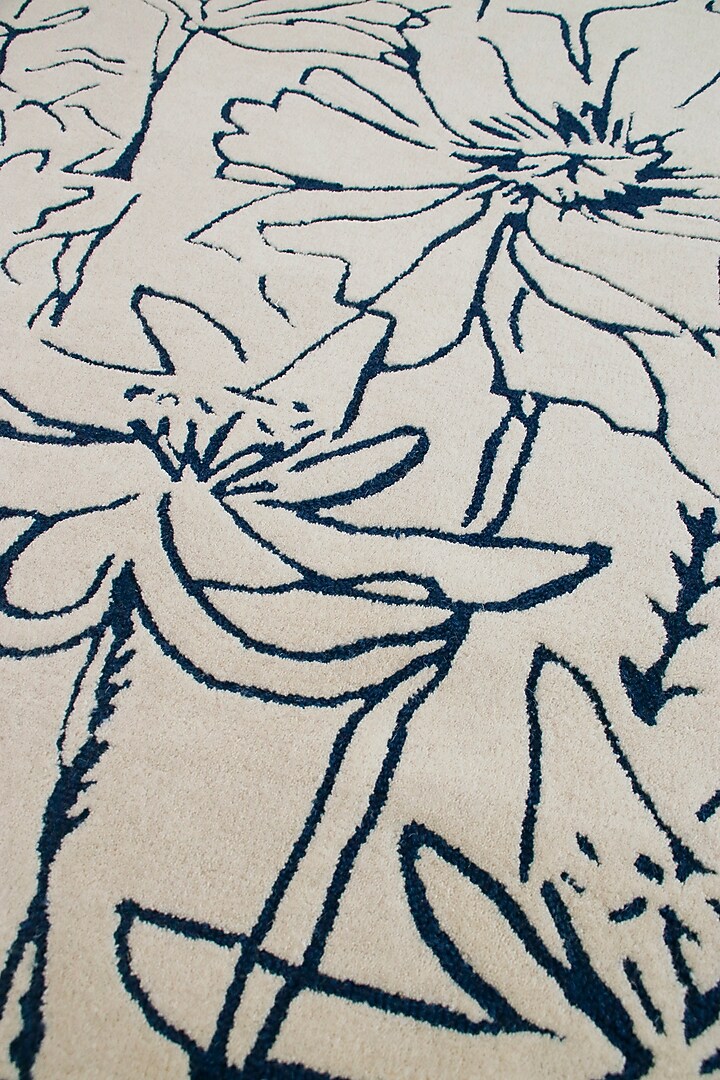 Ivory Hand-Tufted Rug With A Carnation Of Flowers by The blue knot at Pernia's Pop Up Shop