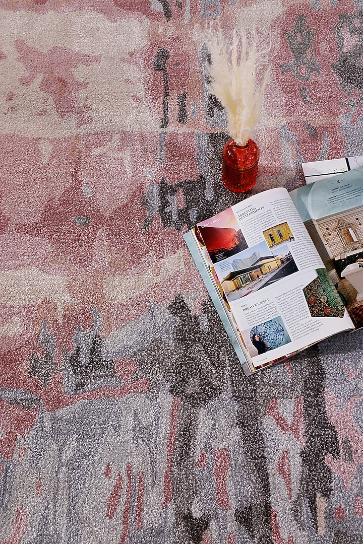 Rose Pink & Grey Hand-Tufted Rug by The blue knot at Pernia's Pop Up Shop