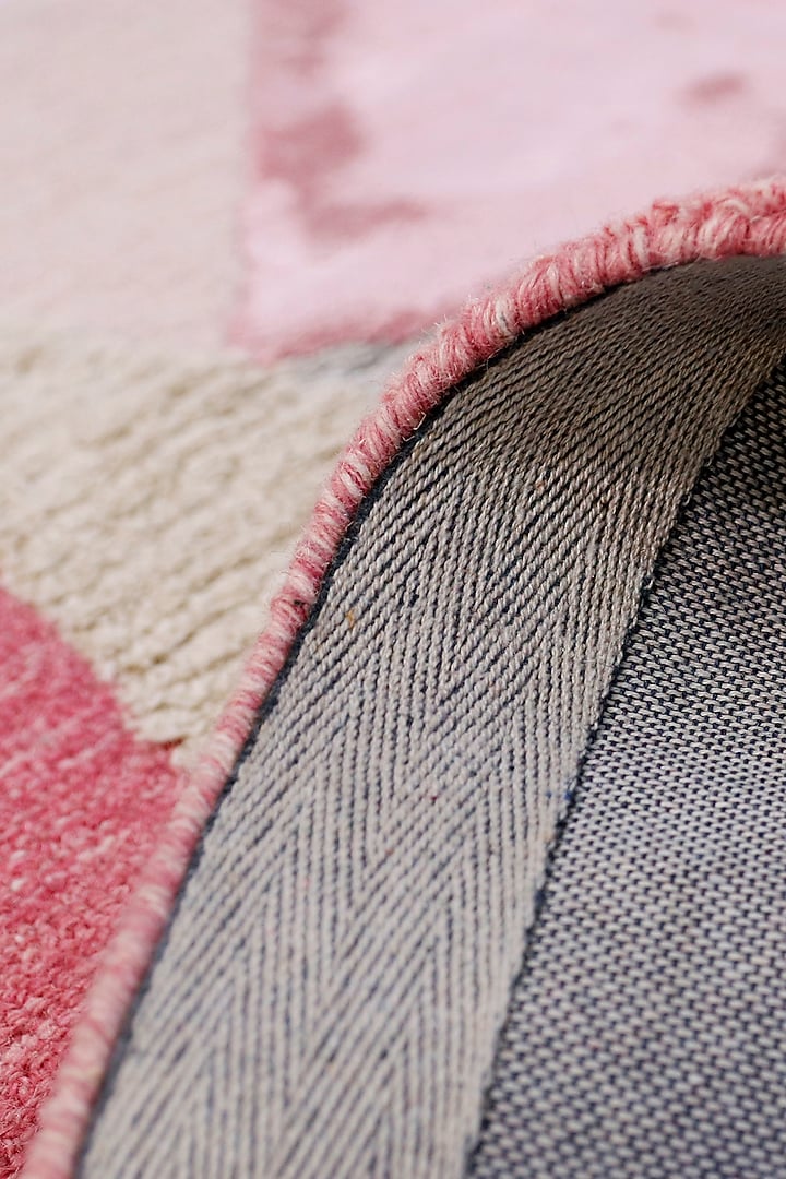 Rose Pink & Grey Hand-Tufted Rug In Wool & Viscose by The blue knot at Pernia's Pop Up Shop
