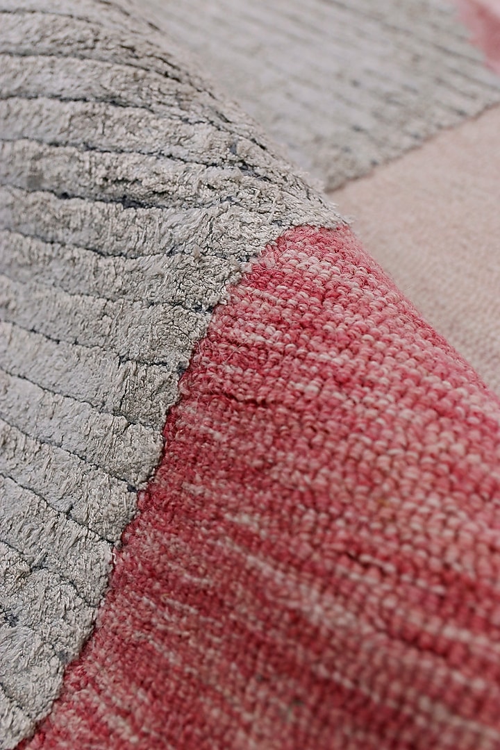 Rose Pink & Grey Hand-Tufted Rug In Wool & Viscose by The blue knot at Pernia's Pop Up Shop