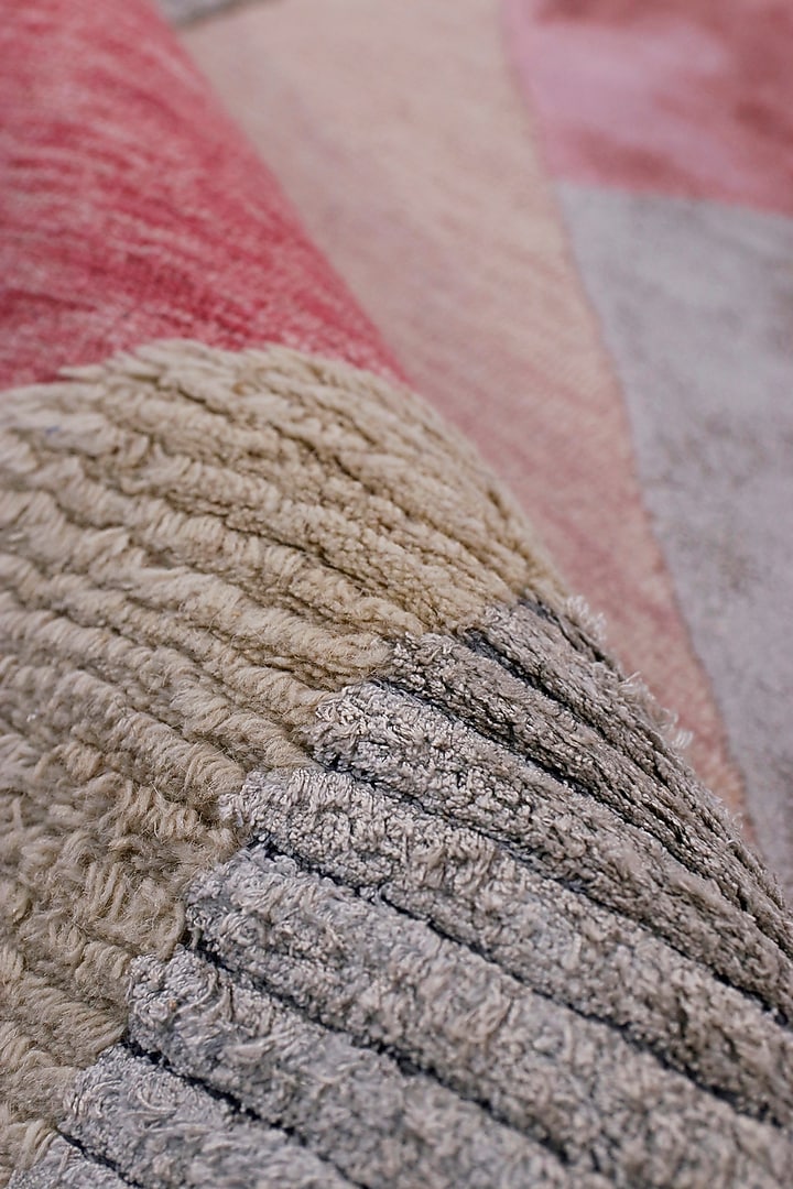 Rose Pink & Grey Hand-Tufted Rug In Wool & Viscose by The blue knot at Pernia's Pop Up Shop