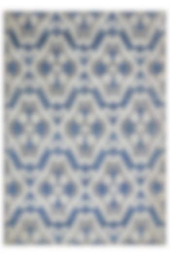 Cobalt Blue & Cream Hand-Knotted Rug In Wool by The blue knot