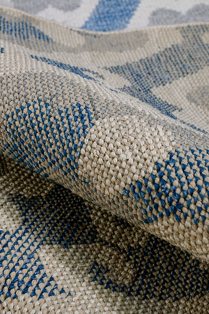 Cobalt Blue & Cream Hand-Knotted Rug In Wool by The blue knot at Pernia's Pop Up Shop
