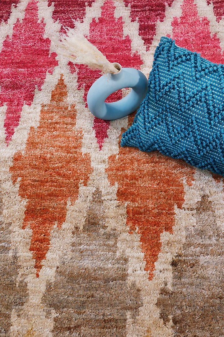 Multi-Colored Hand-Knotted Rug In Bamboo Silk by The blue knot at Pernia's Pop Up Shop