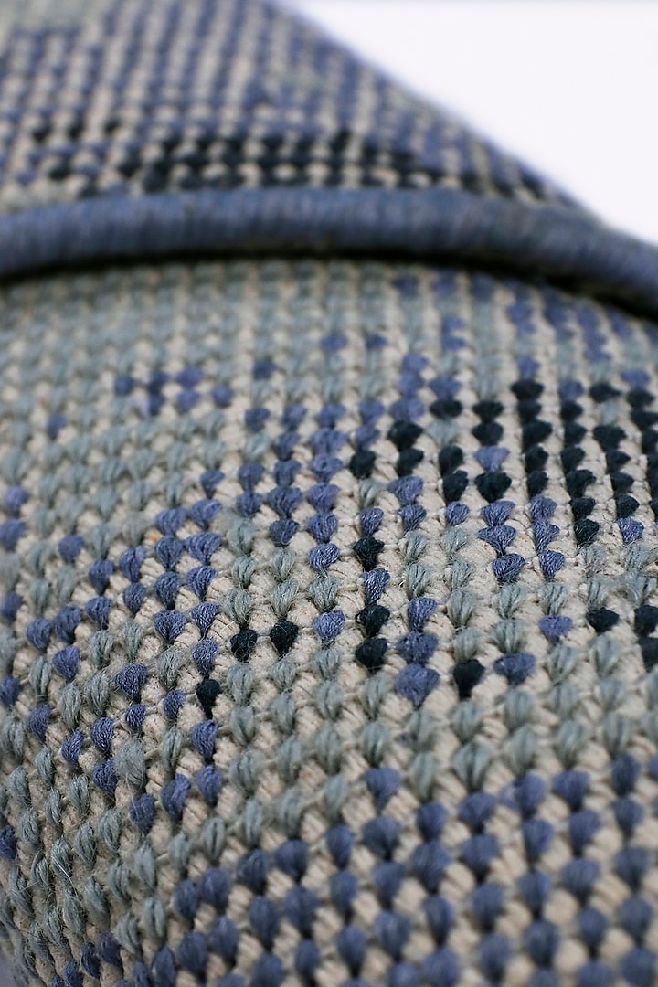 Cobalt Blue & Ivory Hand-Knotted Rug In Blue In Wool & Viscose by The blue knot at Pernia's Pop Up Shop