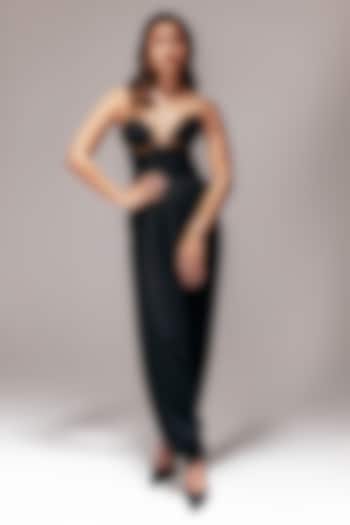 Black Micropoly Corset by 431-88 By Shweta Kapur at Pernia's Pop Up Shop