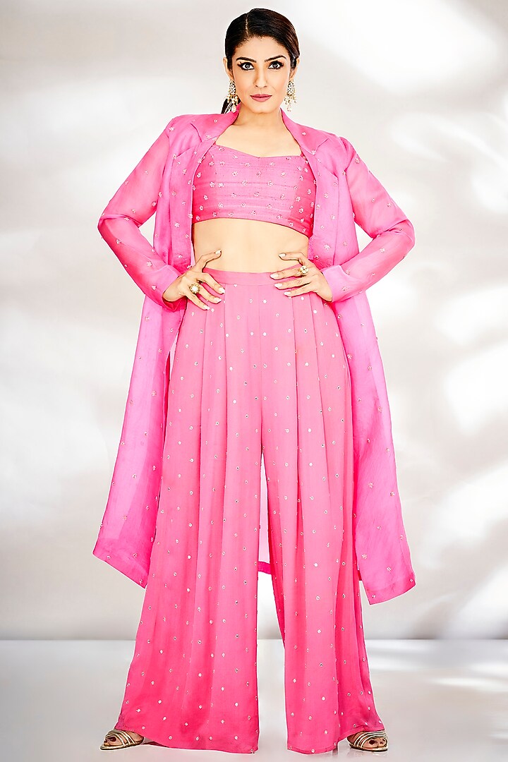 French Pink Organza Jacket Set by Chamee and Palak at Pernia's Pop Up Shop