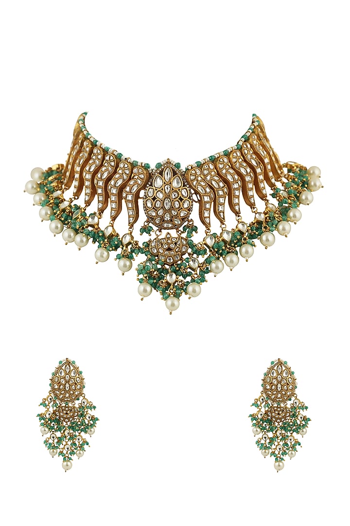 Gold Plated Necklace Set With Beads by Riana Jewellery at Pernia's Pop Up Shop