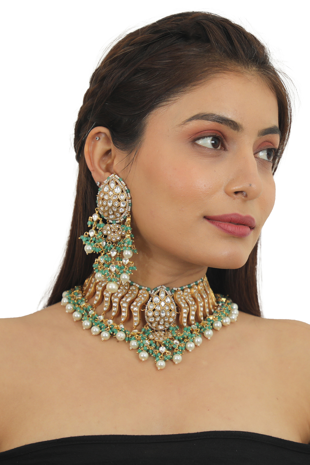 Gold Plated Necklace Set With Beads by Riana Jewellery at Pernia's Pop Up Shop
