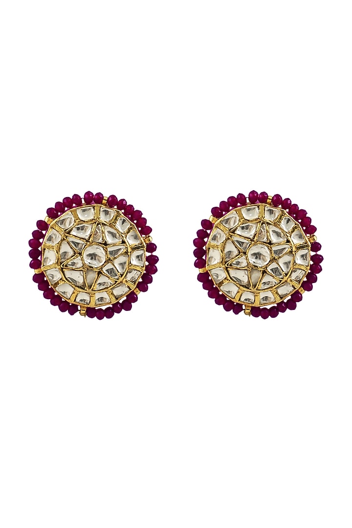 Gold Plated Jadtar Stone Necklace Set by Riana Jewellery at Pernia's Pop Up Shop
