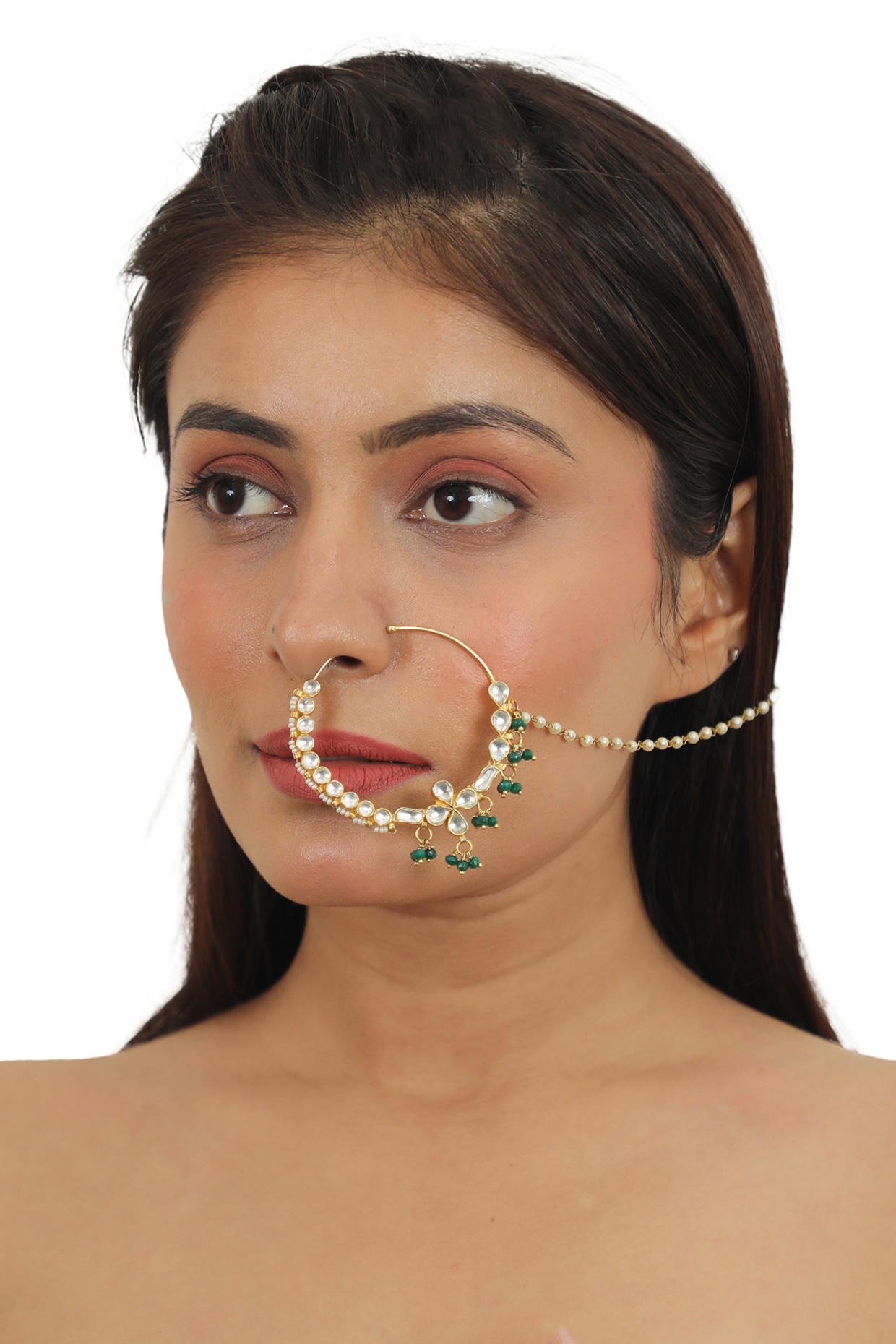 Amazon.com: Sttiafay Punk Nose Ring Chain Pearl Rhinestone Tassel Dangle Nose  Ring Hoop Ethnic Nose to Ear Chain with Studs Faux Non Piercing Nose Ring  Indian Jewelry for Women Girls : Clothing,