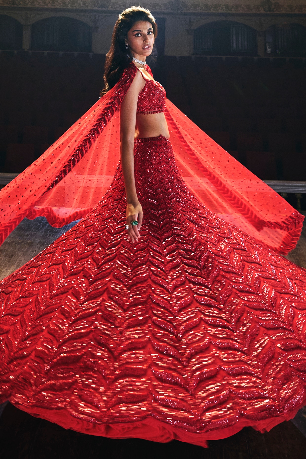 Buy Red Sequin Lehenga in Raw Silk with Organza by SEEMA GUJRAL at Ogaan  Online Shopping Site
