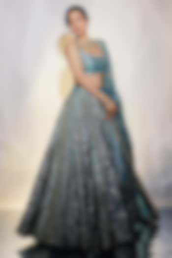 Blue Lampi Gota Bridal Lehenga Set by ITRH at Pernia's Pop Up Shop