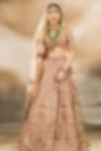 Gold Silk Tissue Bridal Lehenga Set by Dolly J at Pernia's Pop Up Shop
