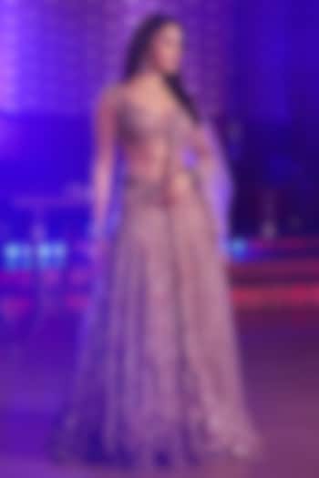 Mauve Pink Shimmer Tulle Bridal Lehenga Set by Dolly J at Pernia's Pop Up Shop