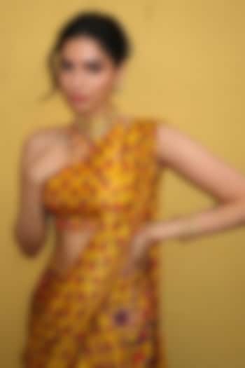 Yellow Printed Pre Stitched Party Wear Saree Set by Drishti & Zahabia at Pernia's Pop Up Shop