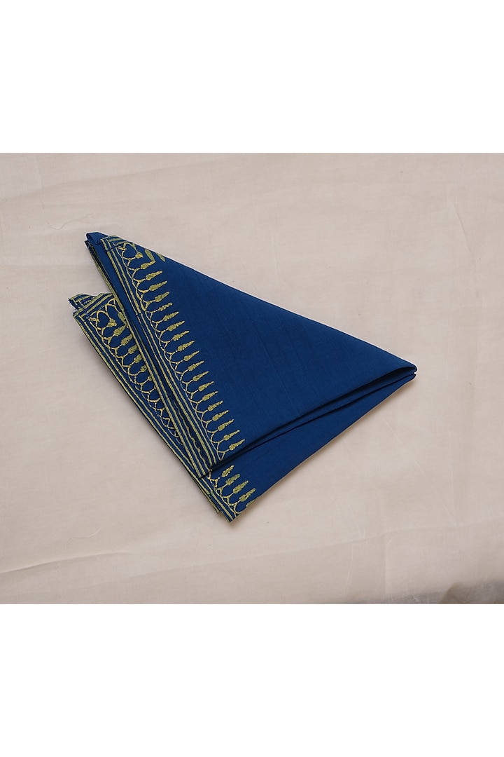 Blue Cotton Hand Block Printed Napkin Set (Set of 2) by Inheritance India