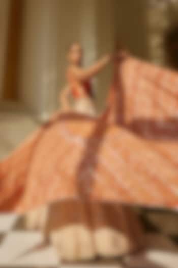 Gold & Orange Banarasi Tissue Bridal Lehenga Set by Faabiiana at Pernia's Pop Up Shop