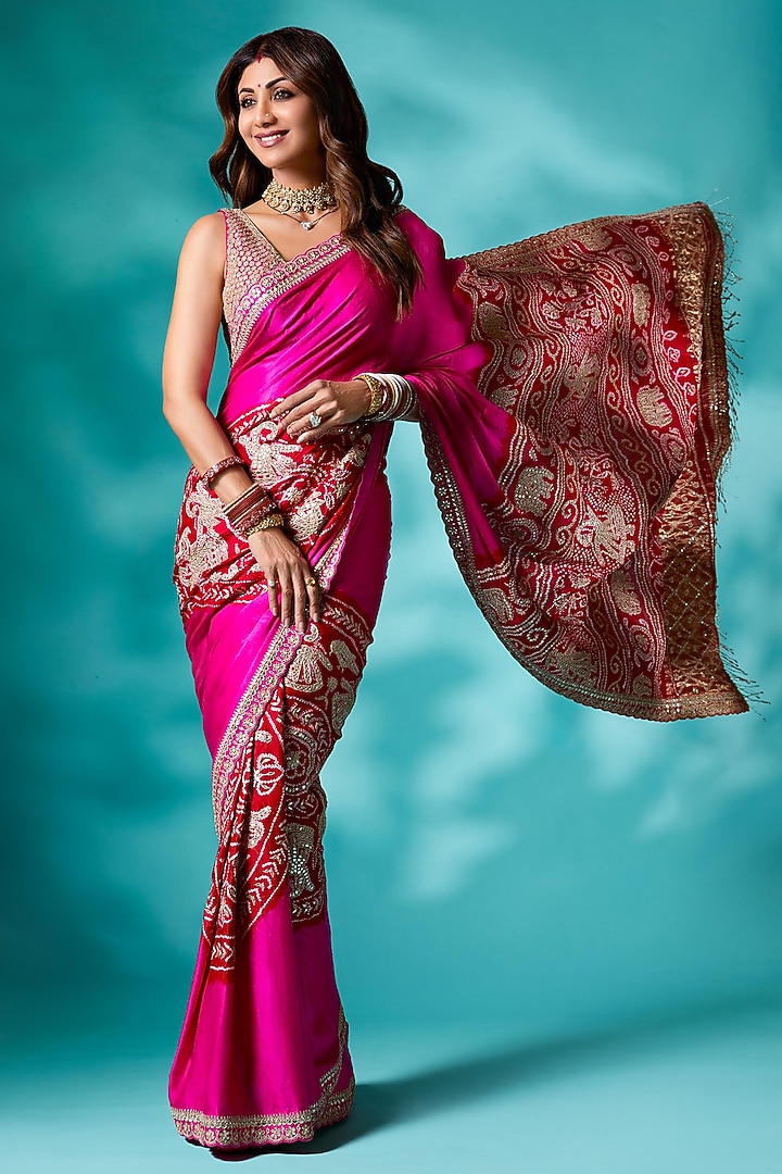 Magenta Gajji Silk Reception Saree Set by Faabiiana at Pernia's Pop Up Shop