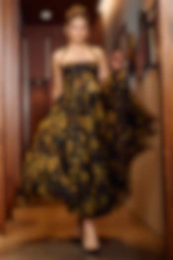 Multi-Colored Organza Halter Corset Party Wear Dress by Gauri And Nainika at Pernia's Pop Up Shop