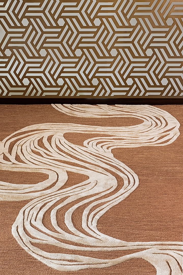 Terracotta Hand-Tufted Rug In Wool & Viscose by The blue knot at Pernia's Pop Up Shop