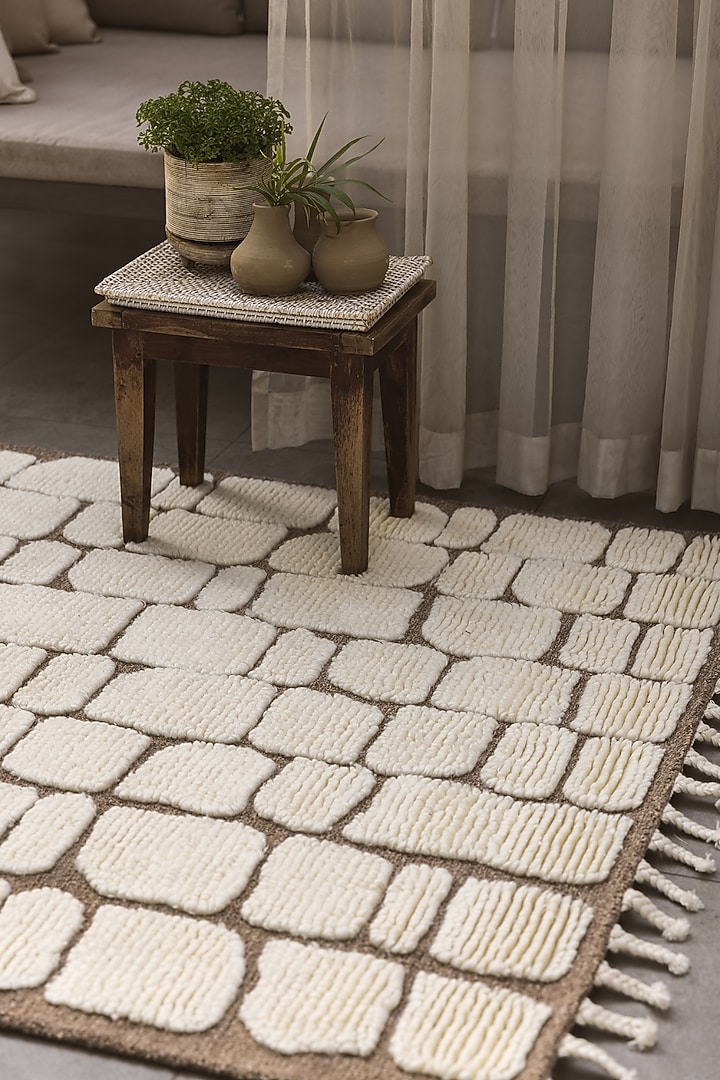 Beige & Cream Hand-Tufted Rug by The blue knot at Pernia's Pop Up Shop