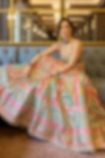 Multi-Colored Georgette Mirror Embroidered Wedding Lehenga Set by Gopi Vaid at Pernia's Pop Up Shop