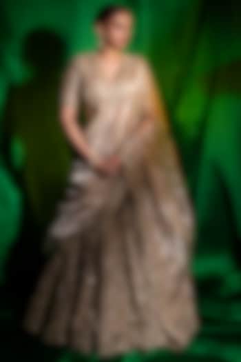 Gold Tissue Hand Embroidered Bridal lehenga for 22 Lehenga Set by Ridhi Mehra at Pernia's Pop Up Shop