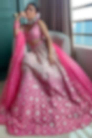 Mauve Pink Jacquard Wedding Lehenga Set by Chamee and Palak at Pernia's Pop Up Shop