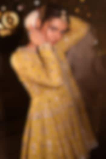 Yellow Chiffon Embellished Wedding Sharara Set by GOPI VAID at Pernia's Pop Up Shop