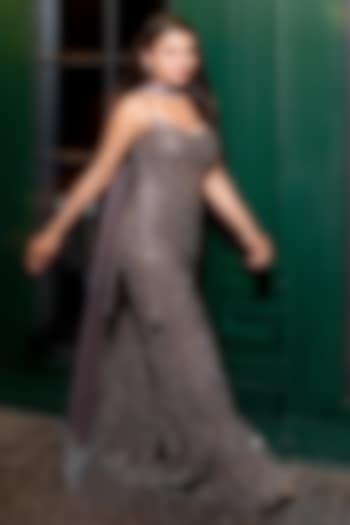 Metallic Grey Net Bridal Sharara Set by Vvani By Vani Vats at Pernia's Pop Up Shop