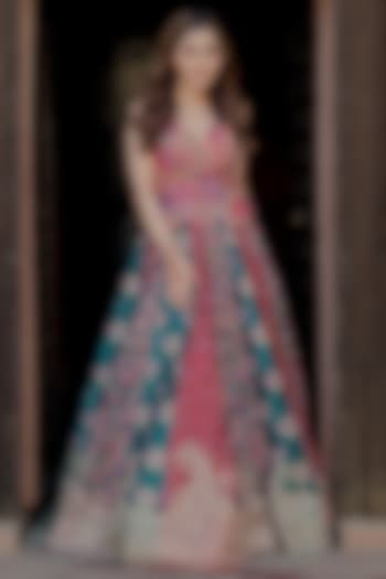 Maroon Raw Silk Resham & Zardosi Hand Embroidered Bridal lehenga for 22 Lehenga Set by Mrunalini Rao at Pernia's Pop Up Shop
