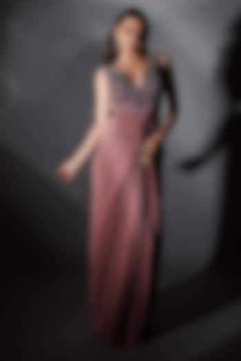 Mesa Rose Pure Crepe Crystal Embroidered Draped Engagement Gown by Babita Malkani at Pernia's Pop Up Shop