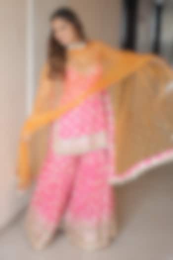 Pink Cotton Silk Boota Printed Wedding Sharara Set by GOPI VAID at Pernia's Pop Up Shop