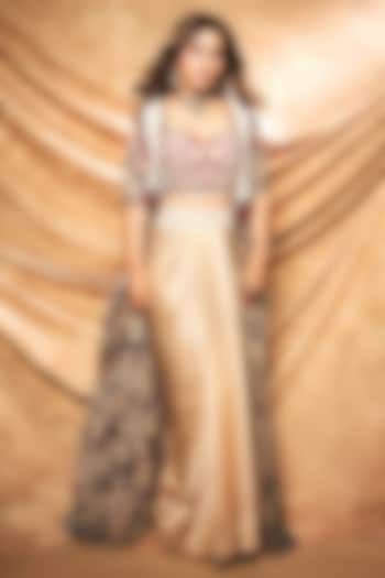 Multi-Colored Sheer Silk Embroidered & Printed Jacket Set by ASEEM KAPOOR at Pernia's Pop Up Shop