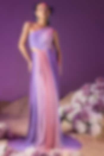 Pink & Lilac Georgette Shaded Gown by Mala and Kinnary