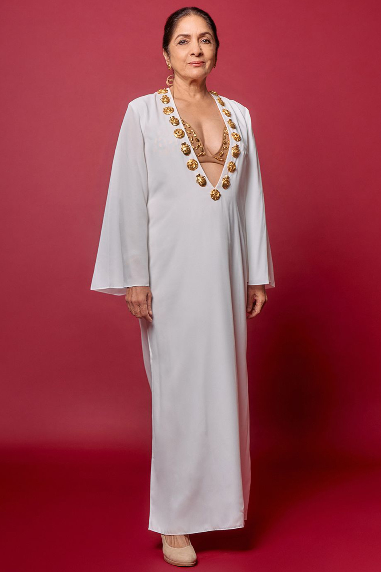 White Georgette Kaftan by Masaba at Pernia's Pop Up Shop
