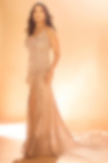 Silver Net Hand Embroidered Bridal Gown by MASUMI MEWAWALLA at Pernia's Pop Up Shop