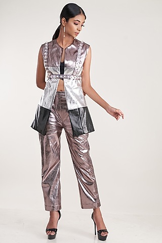 Metallic Leather Jacket by Pooja Bagaria