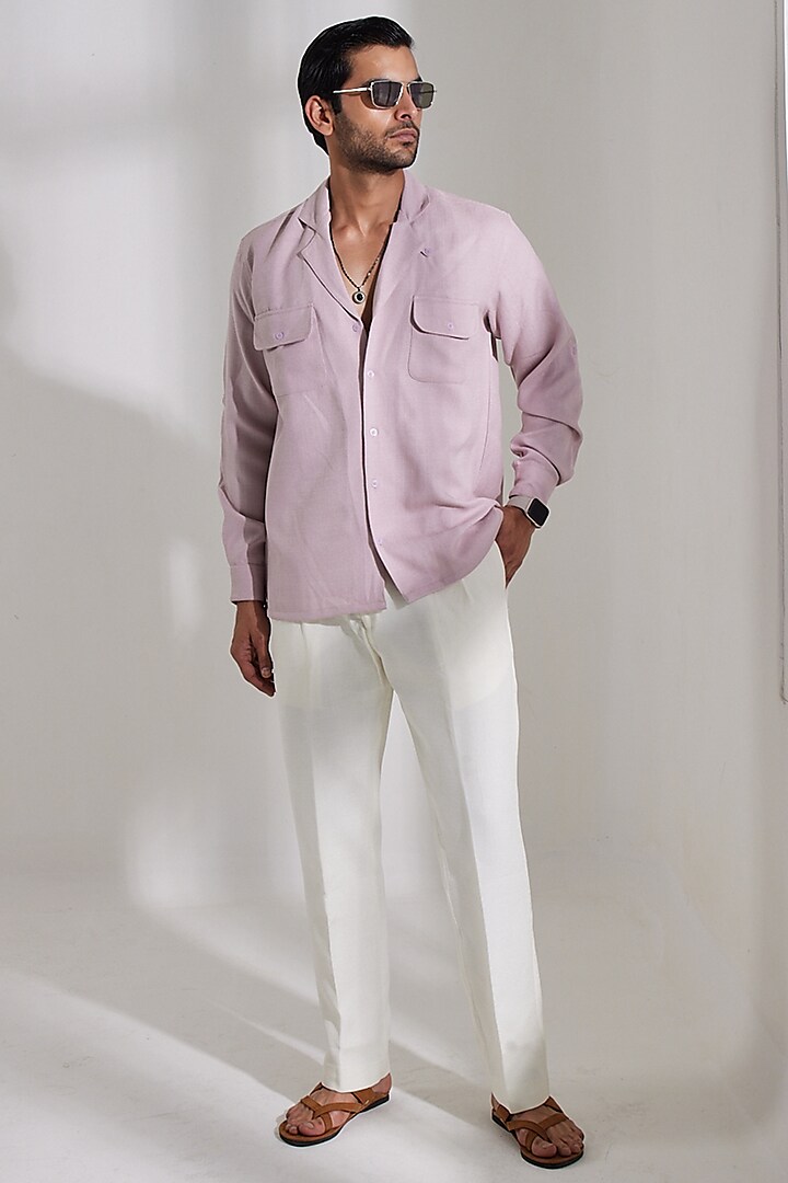 Pink Jute Linen Shirt by PUNEET KAPOOR LABEL